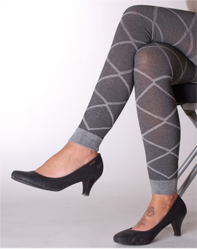 Leggings Leggins Thermo Karo Groß Braun