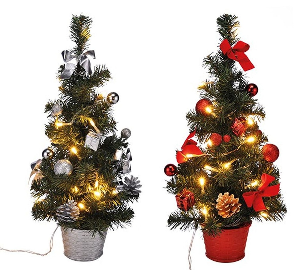 Künstlicher Weihnachtsbaum 40 cm mit LED Beleuchtung und Deko