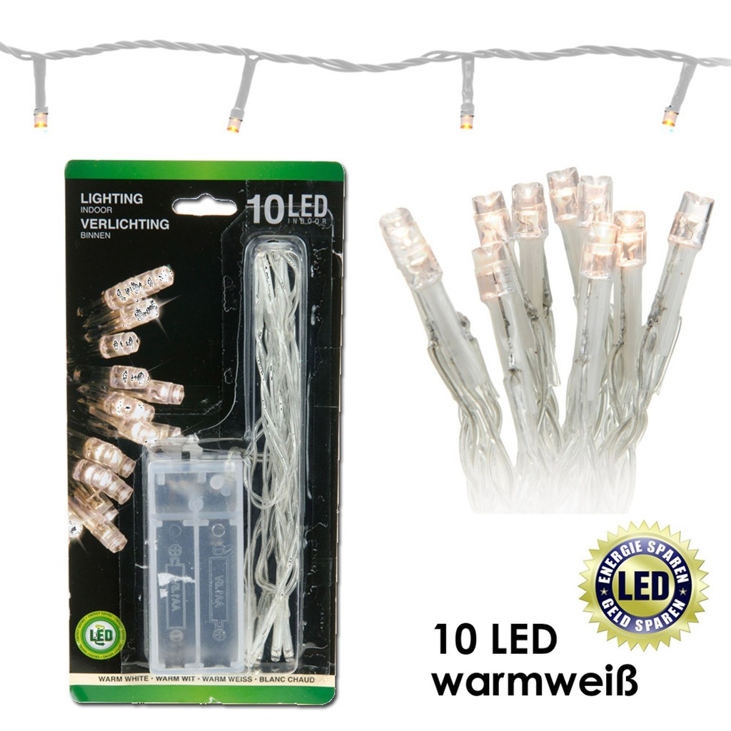 10 LED Lichterkette Weihnachten Beleuchtung Deko