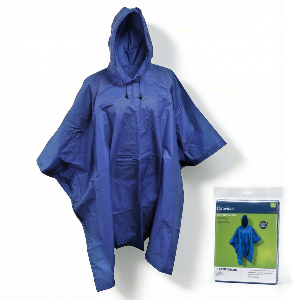 Regenponcho mit Kapuze blau Unisex