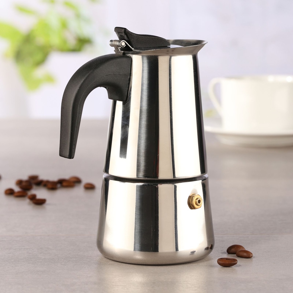 [1379] EDELSTAHL Espressokocher Espresso Maker 2 Tassen Espressokanne Kaffee
