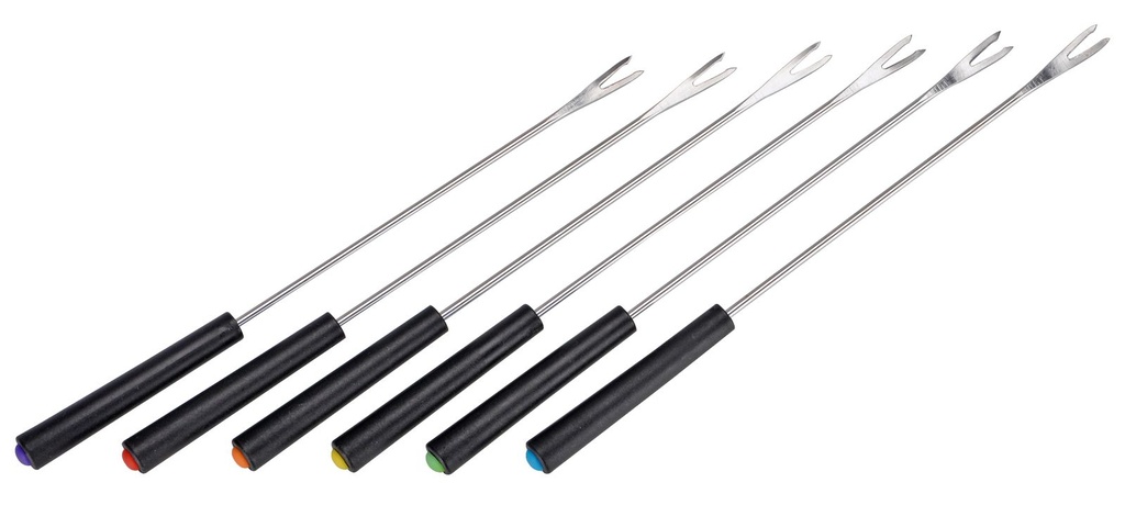 [1405] 6 St Fondue Gabeln Edelstahl schwarz