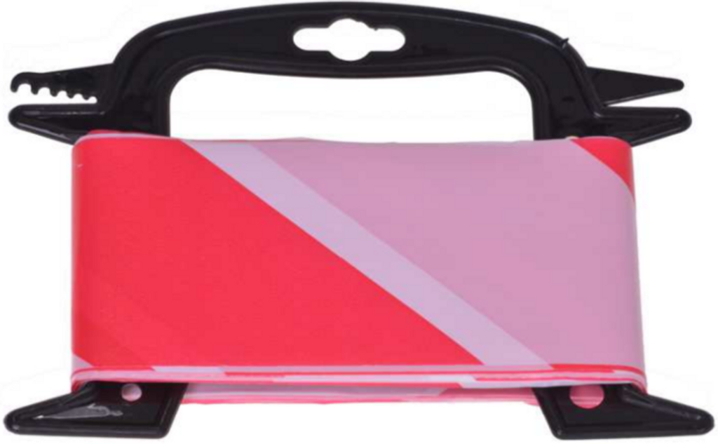 [1491] Absperrband 25m, Warnband, Abroller, Rot/Weiß