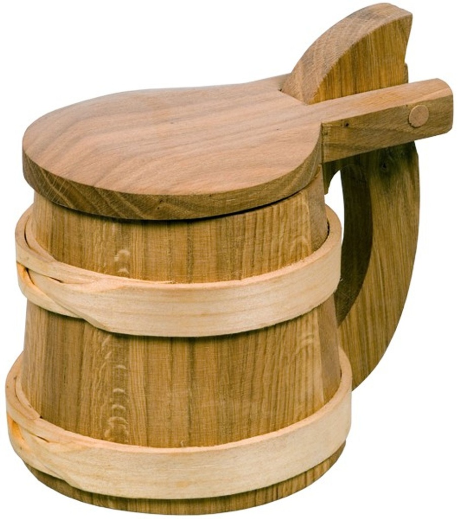 Bierhumpen Bierkrug Holzbecher Holz Humpen Holzkrug Krug "Wikinger" mit Deckel