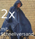 2x Regenponcho Unisex mit Kapuze blau Regencape Universalgröße