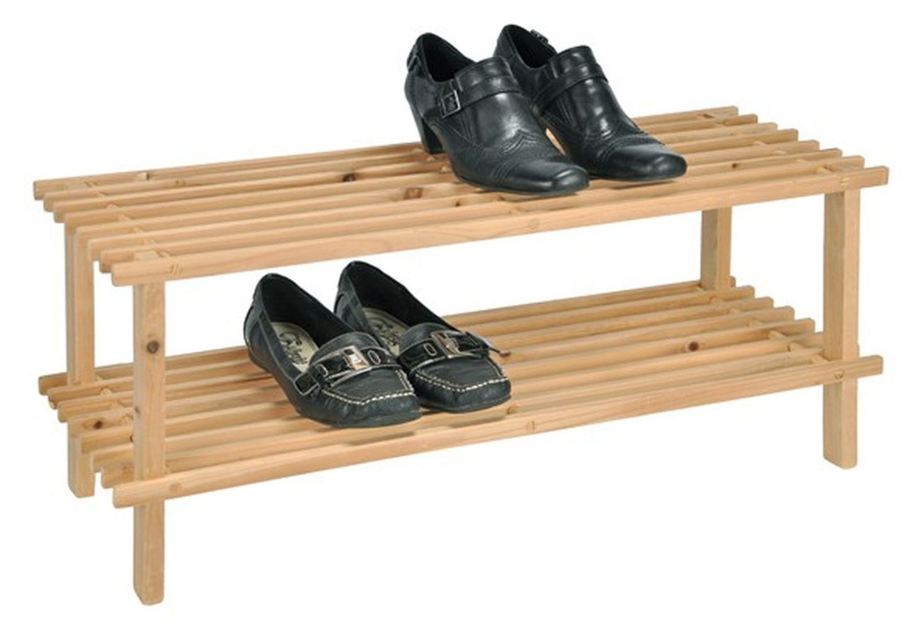 [2542] Schuhregal Holzregal Schuhablage Schuhständer aus Holz mit 2 Böden