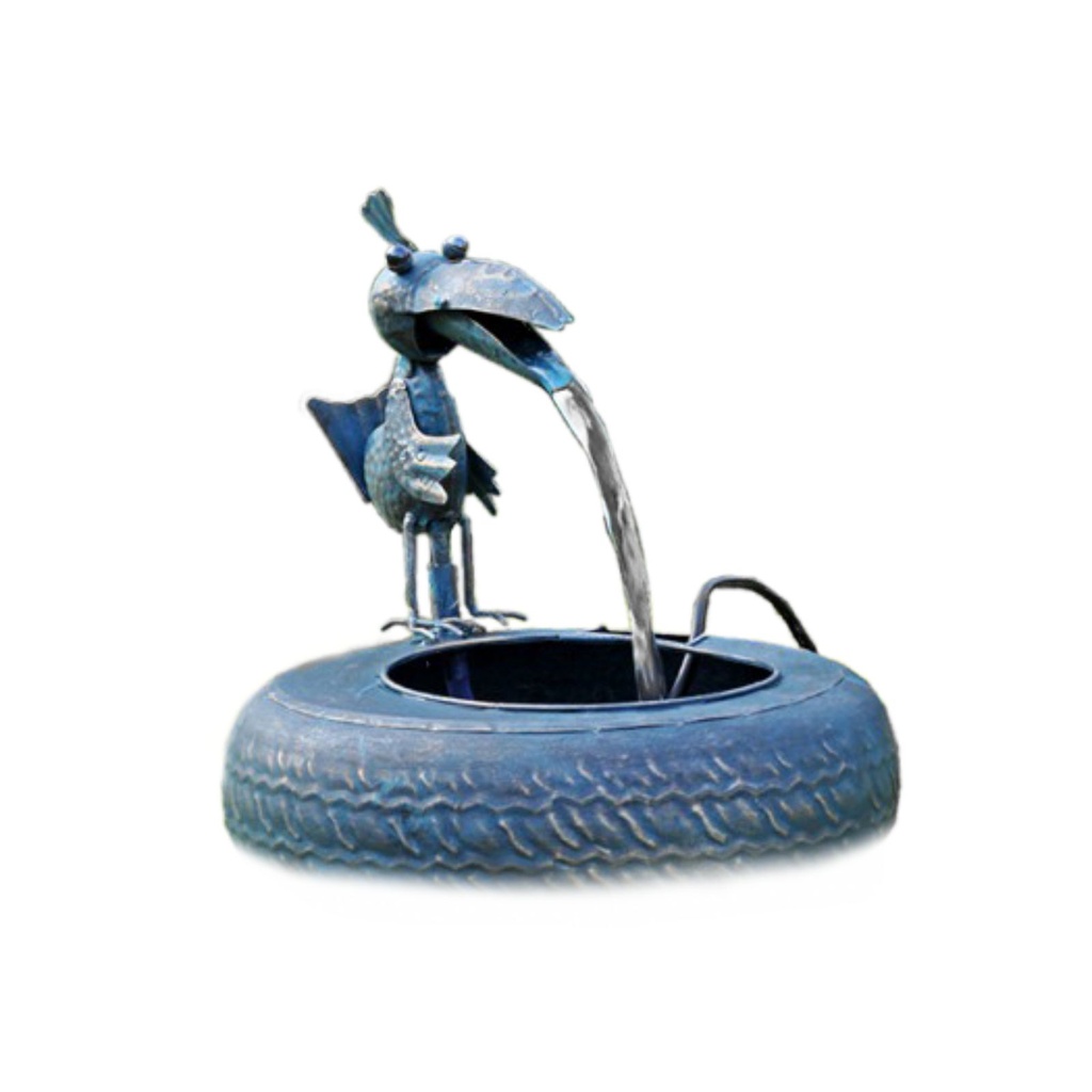 [2821] Metallbrunnen Zimmerbrunnen Gartenbrunnen Zierbrunnen Brunnen Vogel Elektropumpe