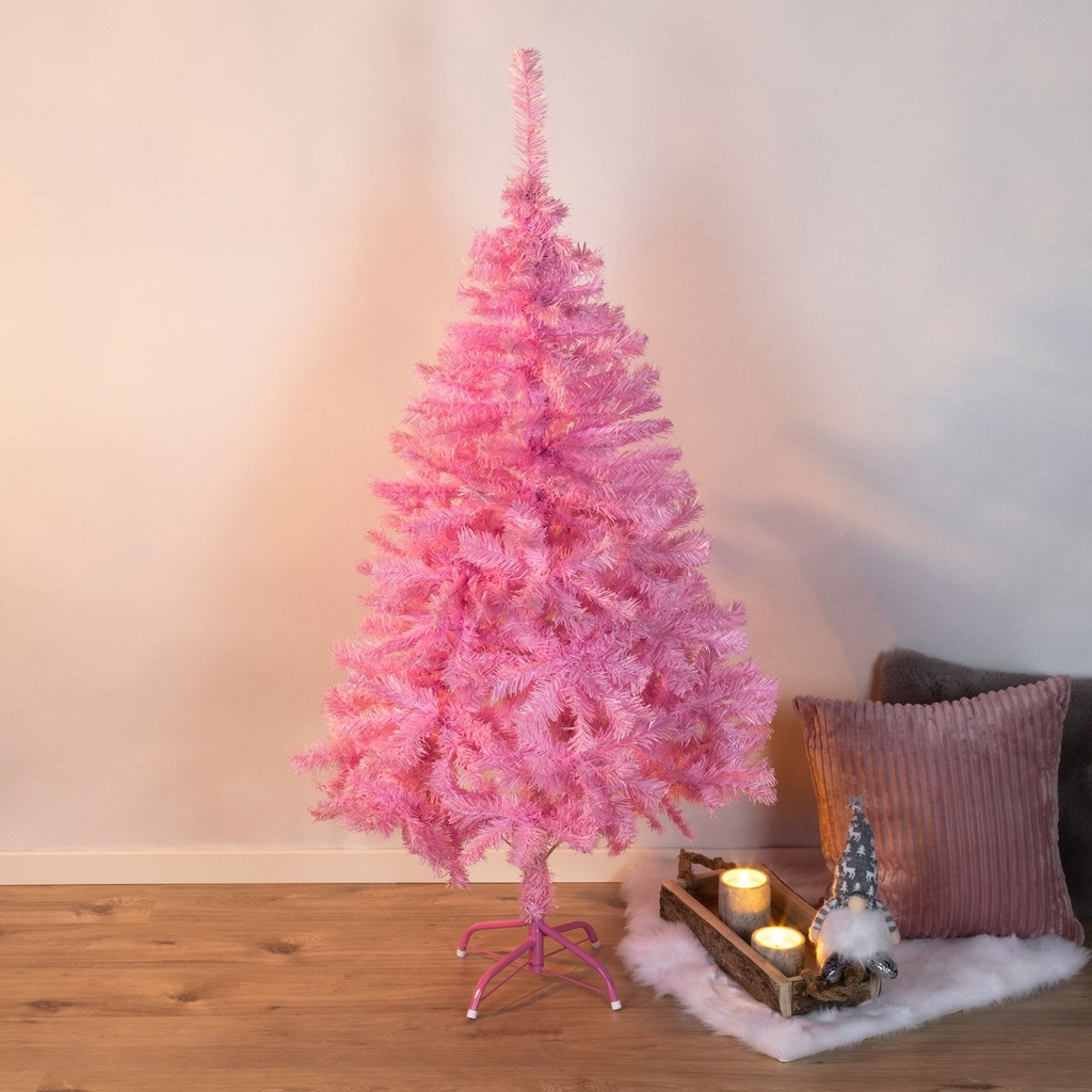 [3007] Pinker Weihnachtsbaum 150 cm künstlich mit Metallständer 440 Zweigen