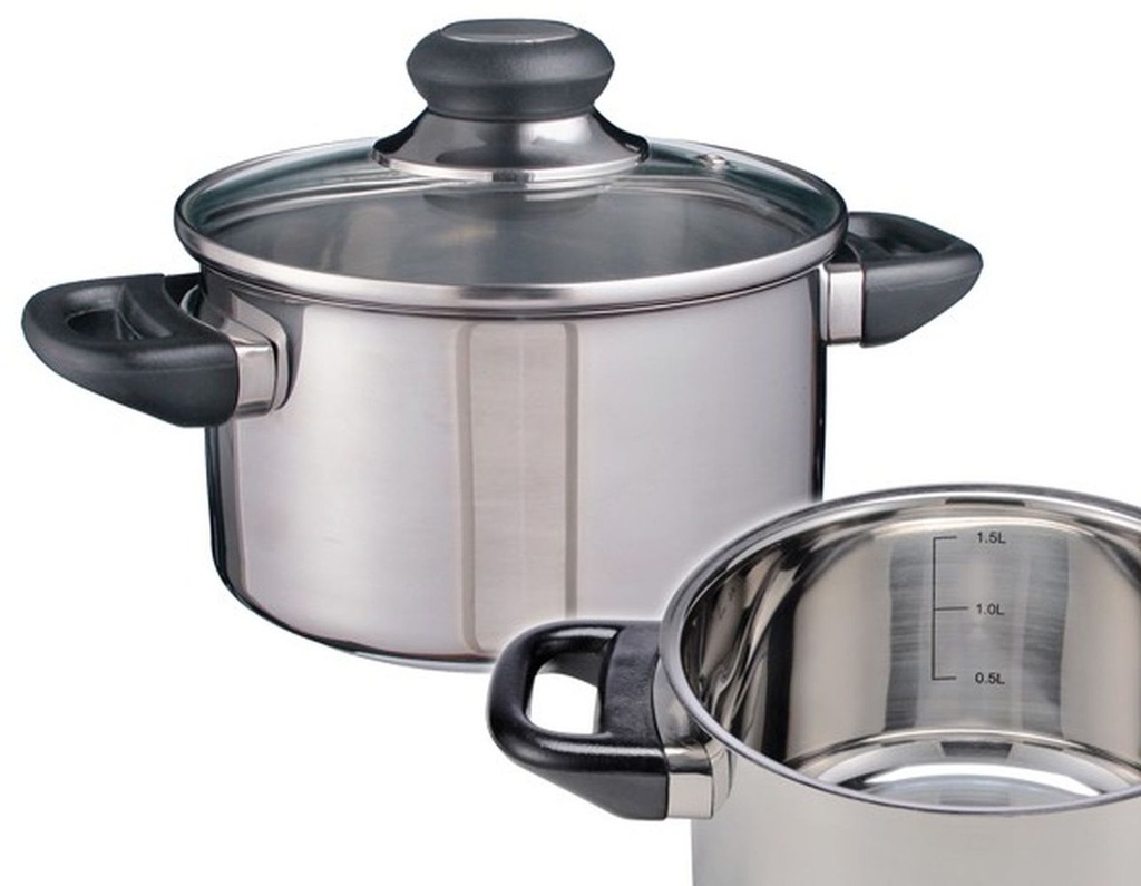 [3235] Fleischtopf 1,5 L Kochtopf Bratentopf Induktion Ø 16 cm aus Edelstahl