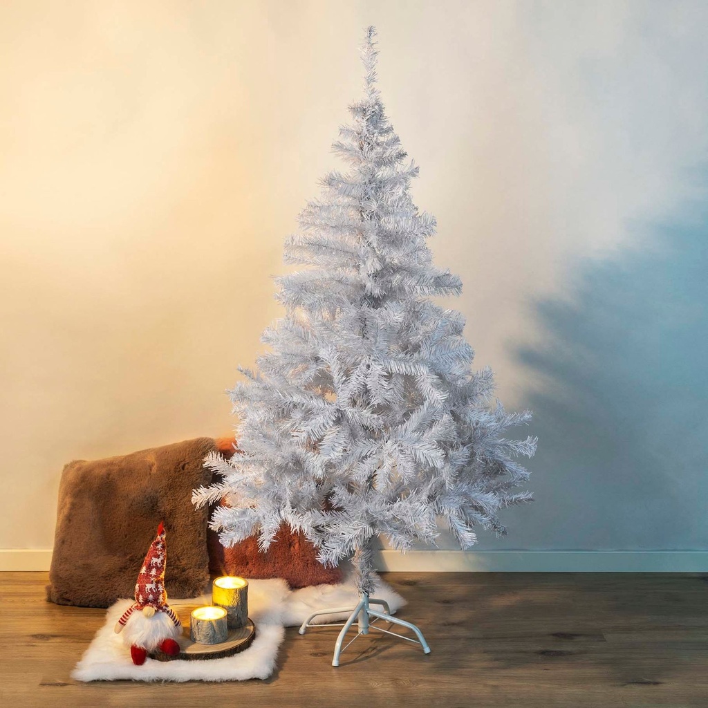 [3303] Weißer Weihnachtsbaum 150 cm künstlicher Tannenbaum 400 Spitzen
