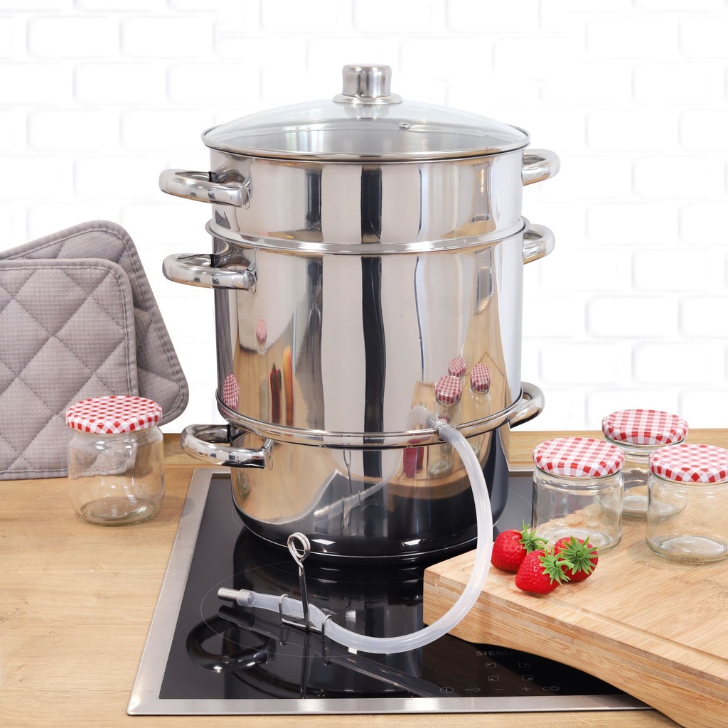 [3550] Edelstahl Entsafter Obstpresse mit Auffangbehälter für Gelee Marmelade Frucht