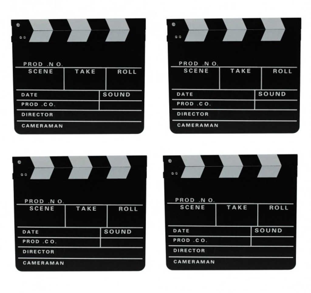 4x Filmklappe Regieklappe Regie Film Hollywood Klappe 30x26cm
