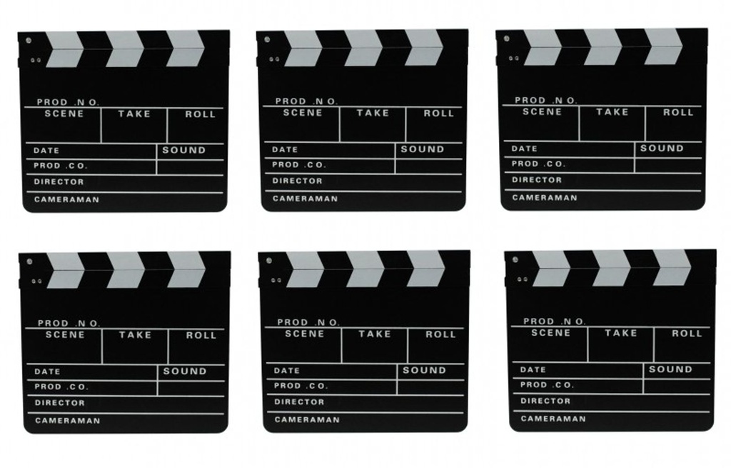 6x Filmklappe Regieklappe Regie Film Hollywood Klappe 30x26cm
