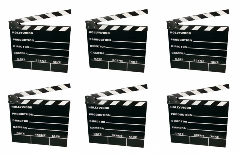 [3670] 6x Filmklappe Regieklappe Regie Film Hollywood Klappe Clapperboard 20x18cm