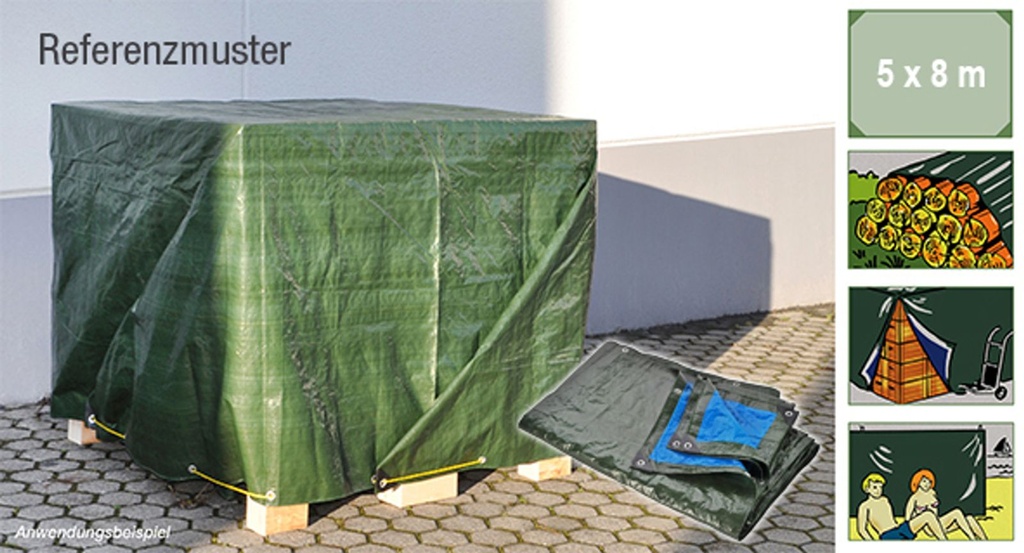 [3753] Gewebeplane Schutzplane Garten Plane Aluminium 5x8m