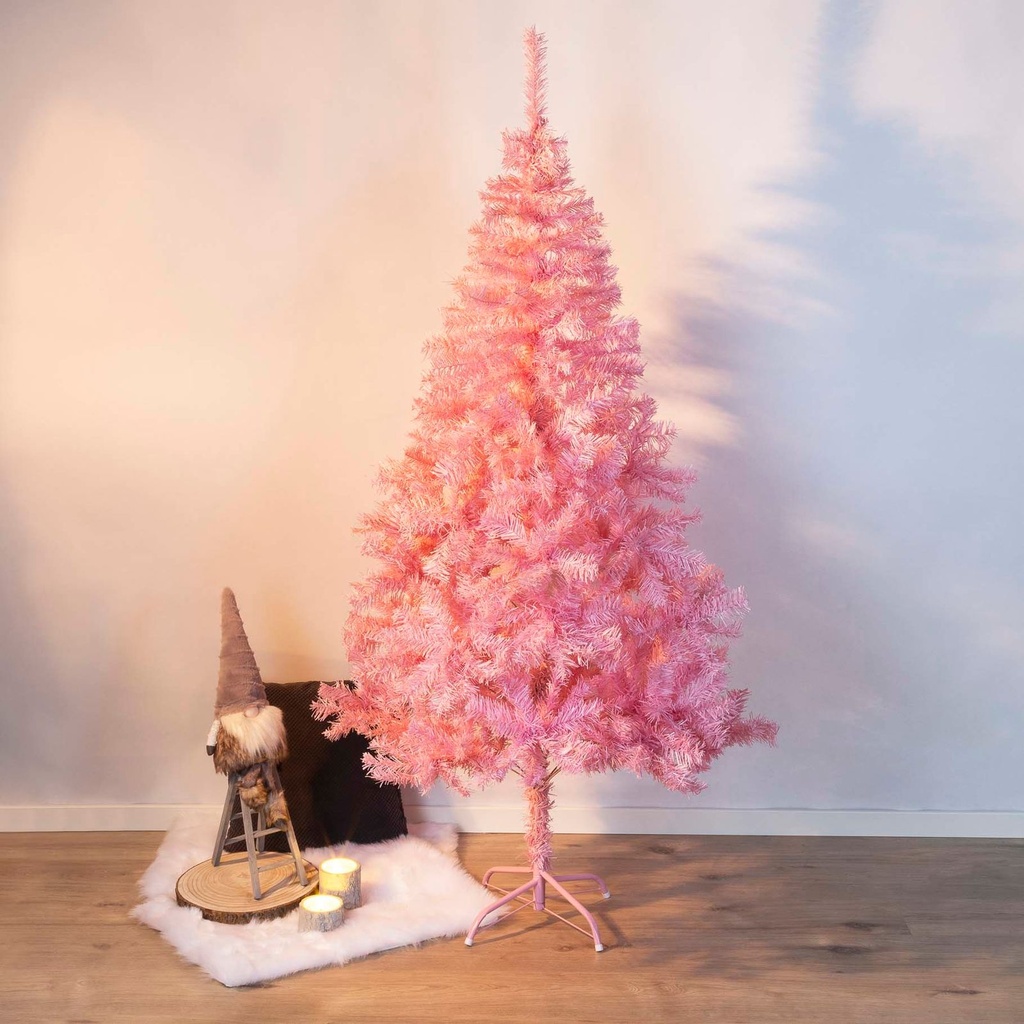 [7274] Künstlicher Weihnachtsbaum 180 cm pink mit Metallständer 600 Zweigen