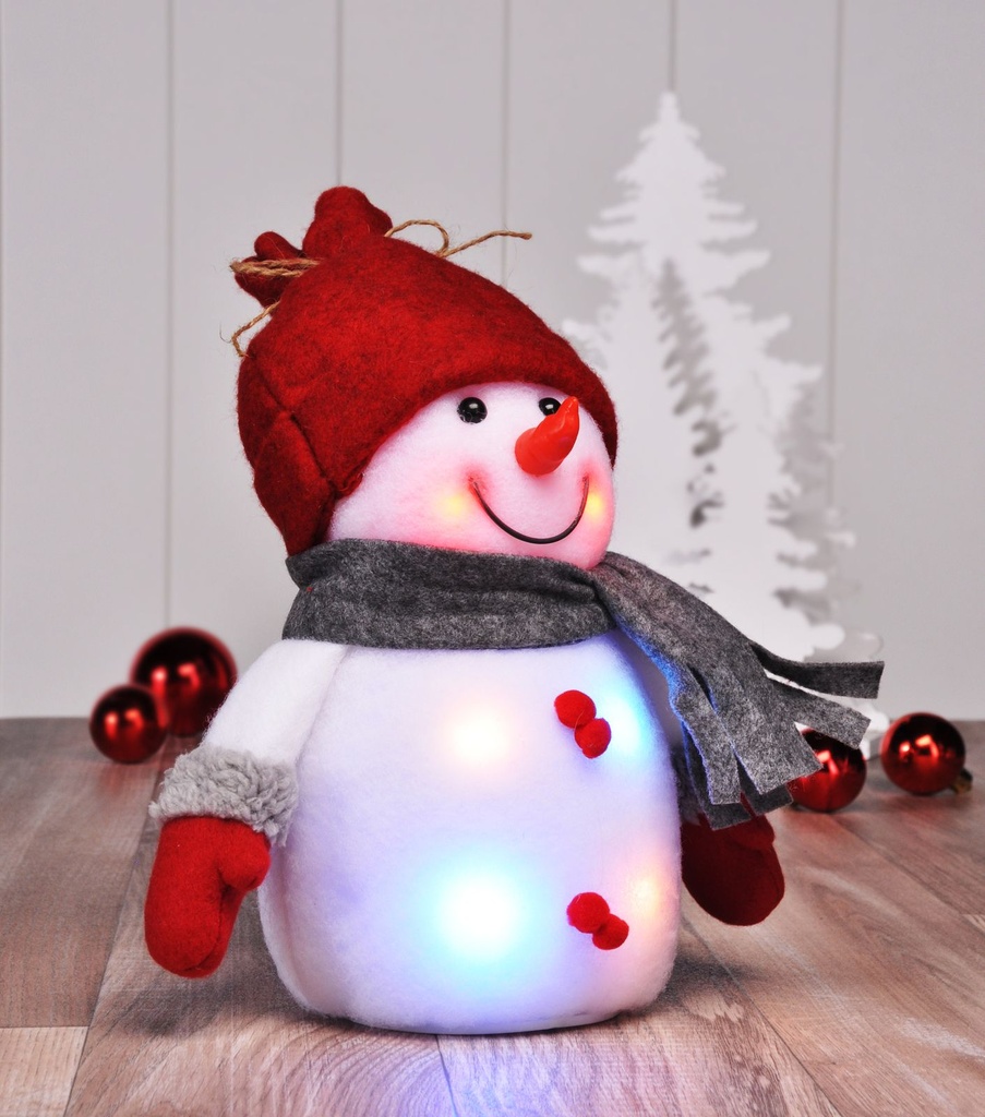 [8001] Dekorativer Schneemann LED Figur bunt Innenbereich 24 cm