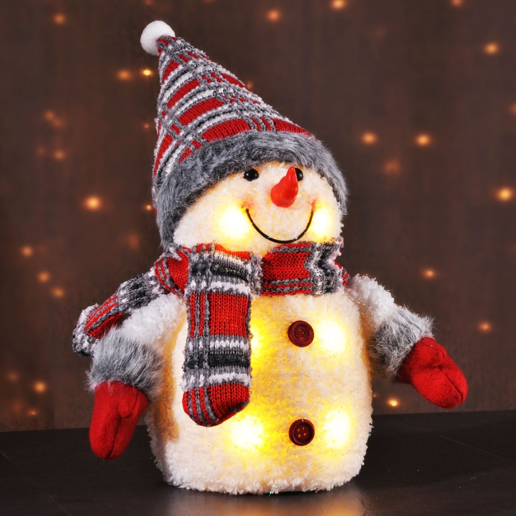 [8170] Schneemann LED Figur 28 cm Weihnachtsdeko batteriebetrieben Kunststoff