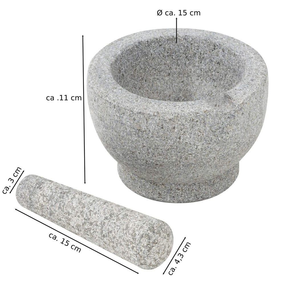 [8725] Mörser mit Stößel Reibe Zerkleinerer Gewürz Mühle aus Granit