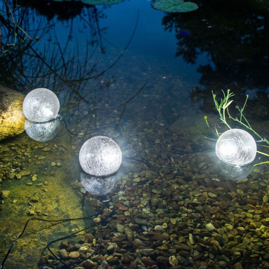 3er Set Solar Teichlampe Schwimmlicht Teichkugel Gartenteich