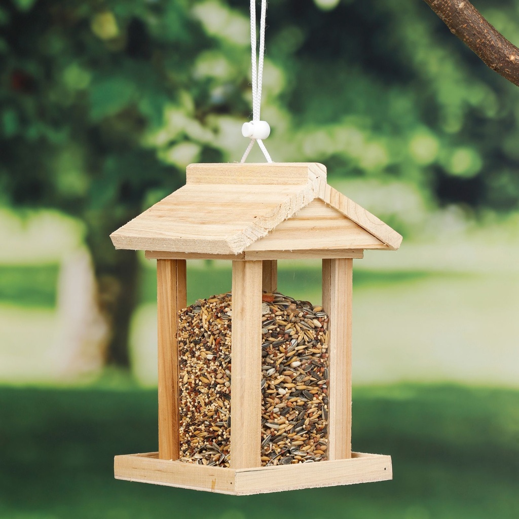 [8818] Vogelfutterhaus Holz Futterspender