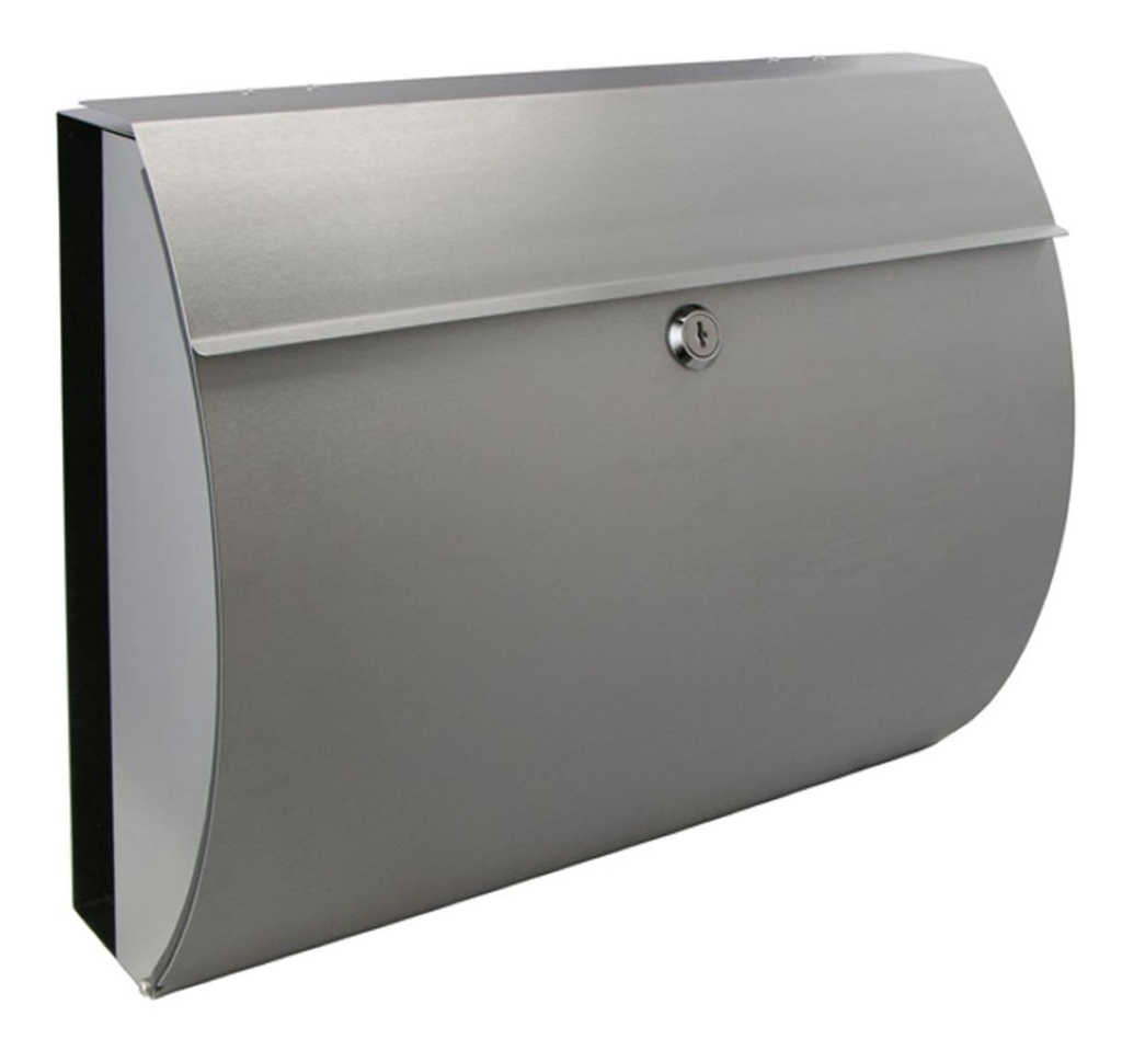 [8827] Edelstahl Briefkasten mit Zeitungsfach, 2 Schlüssel