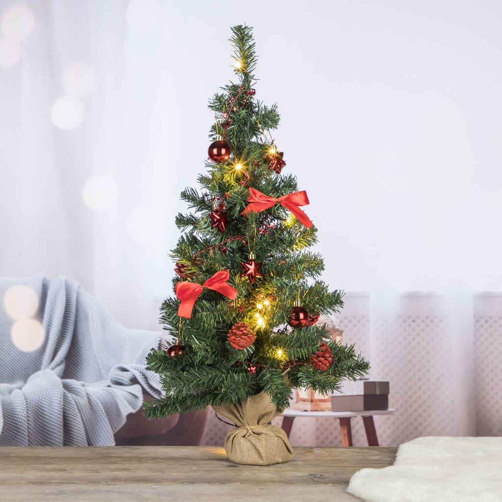 [10065] 20 LED Weihnachtsbaum Tannenbaum Christbaum Baum geschmückt rot 75 cm