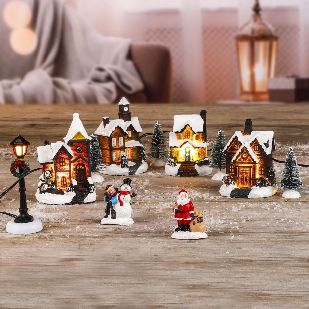 [10075] LED Weihnachtsstadt Deko Weihnachten Schneedekoration