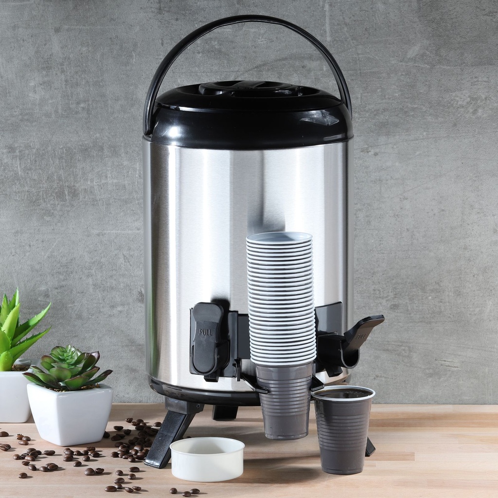 [10363] Edelstahl Warmhalte-Airport Pumpkanne Thermo Isolierkanne Kaffeekanne 9 Liter