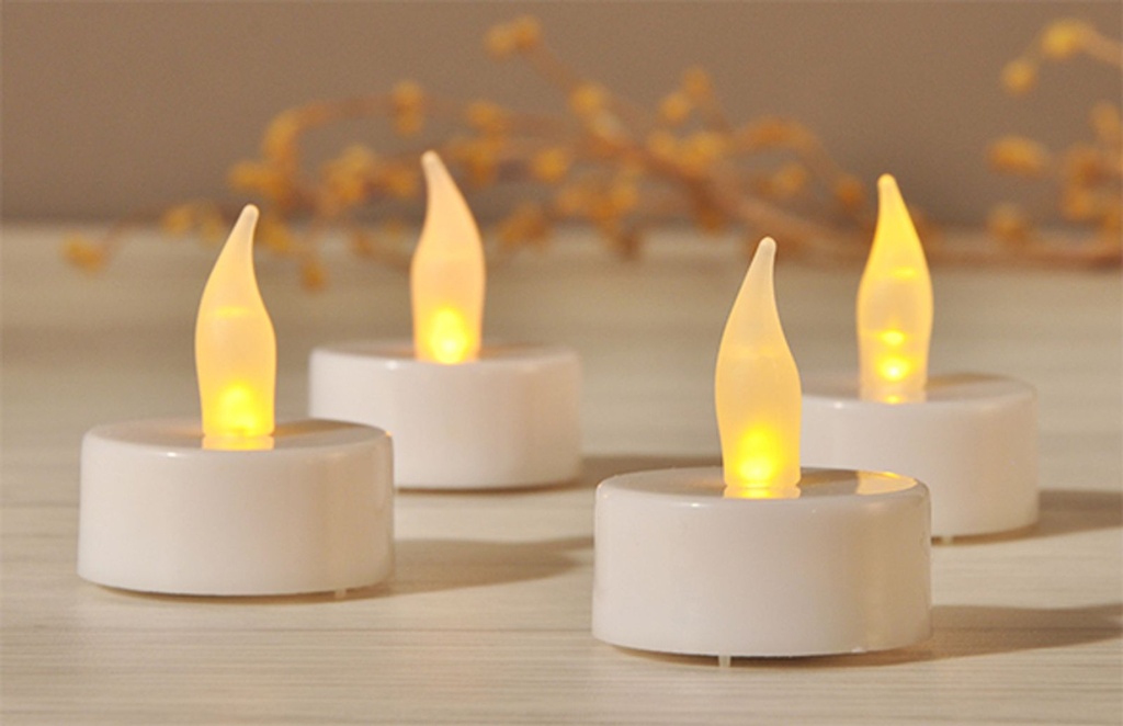 4er Set LED Teelichter Teelicht künstlich Weiß Batteriebetrieben