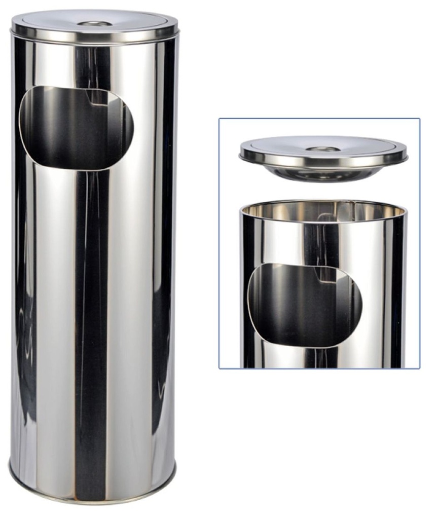 [11924] Stehaschenbecher Edelstahl mit Mülleimer