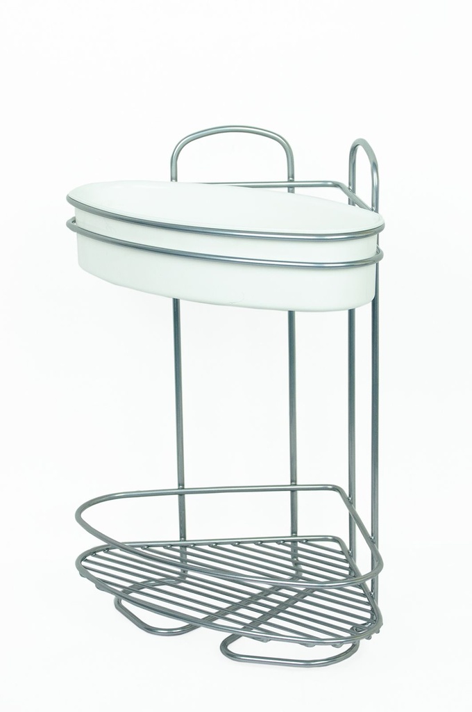 [12318] 2-Ebenen Badregal: Eck, Ohne Bohren