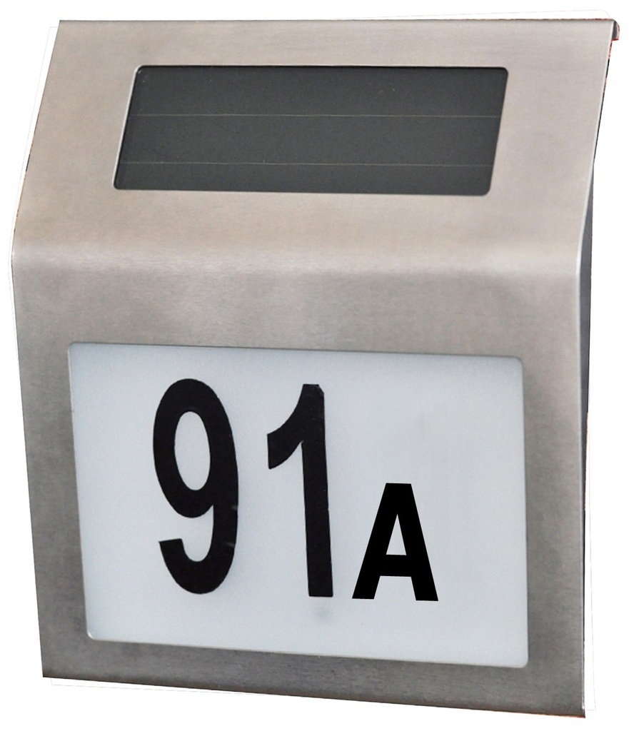 [12594] Edelstahl Solar Hausnummer Nummer Leuchte beleuchtet Beleuchtung LED