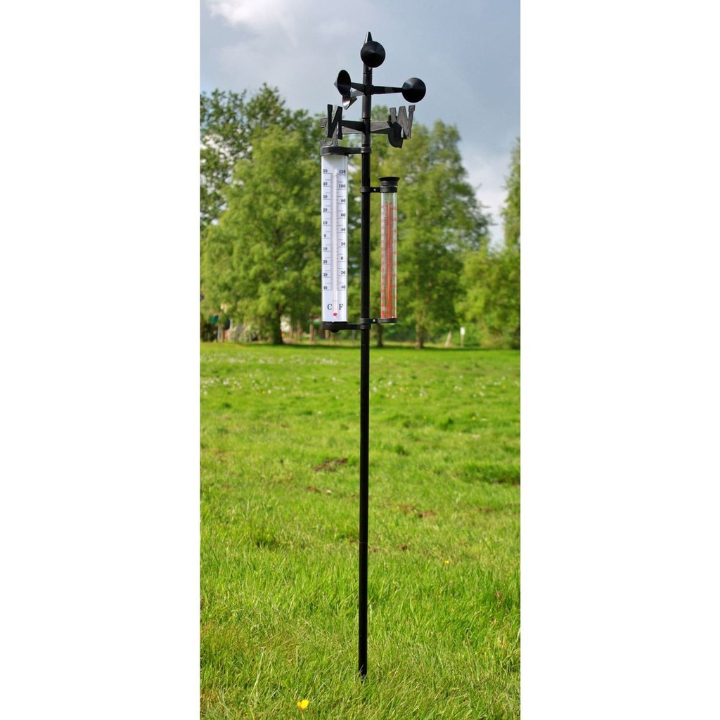 [12596] Wetterstation Regenmesser Niederschlag Windrichtung Anzeiger inkl. Thermometer
