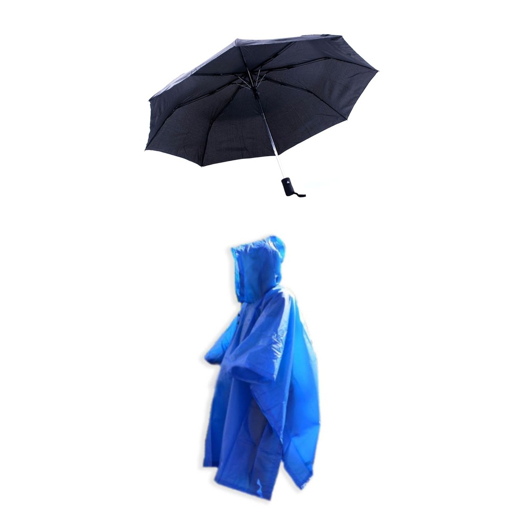 [12681] AUTOMATIK Teleskop Regenschirm Taschenschirm Regenjacke Regenponcho Regencape