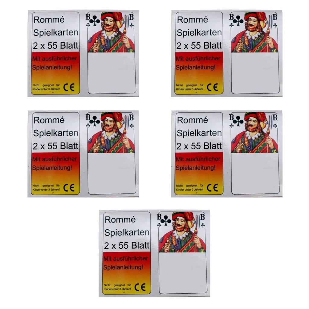 5er Set 2x55 Romme Karten Kartenspiele Poker Skat Bridge Canasta