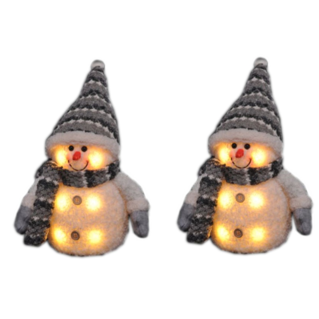 [12978] 2er Set Dekofigur Schneemann LED Beleuchtung