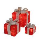 3er Set LED beleuchtete Geschenkbox Batterie 6H Timer
