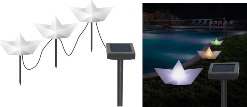 [14953] 3er LED Solar Gartenstecker "Papierboot"