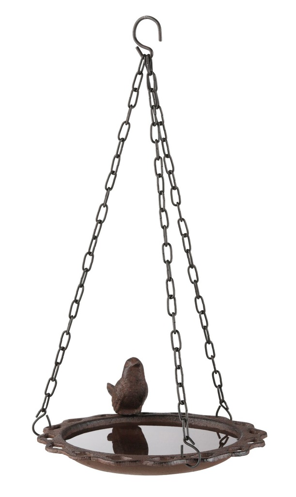 [15231] Vogeltränke aus Gusseisen zum Hängen – Wasser- & Futterstelle für den Garten