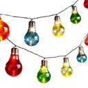 10 LED Solar Lichterkette für Außen mit bunten Glühbirnen mit 2 Funktionen