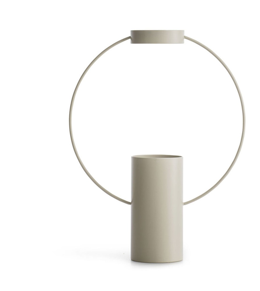 Metall Vase Tischvase 30 cm Beige Deko