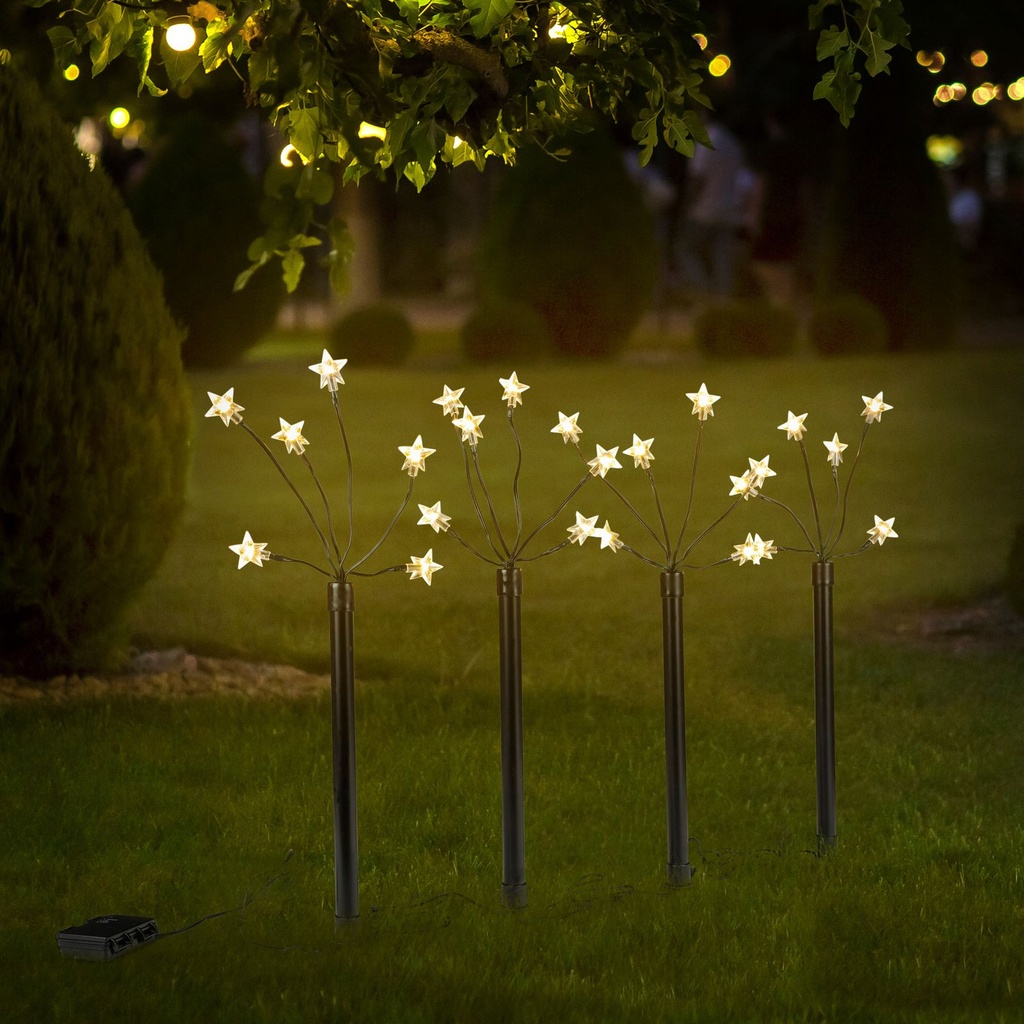 [15937] 4er Set LED Sternleuchtstäbe mit 6 LED-Lichtern Weihnachtsdekoration