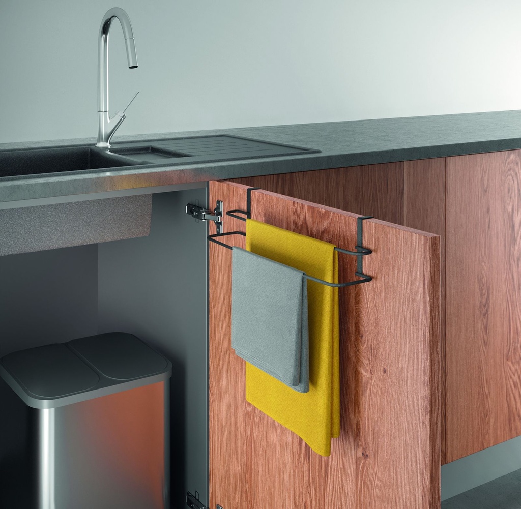 [16044] Doppel Handtuchhalter Schwarz matt 38x10x9cm