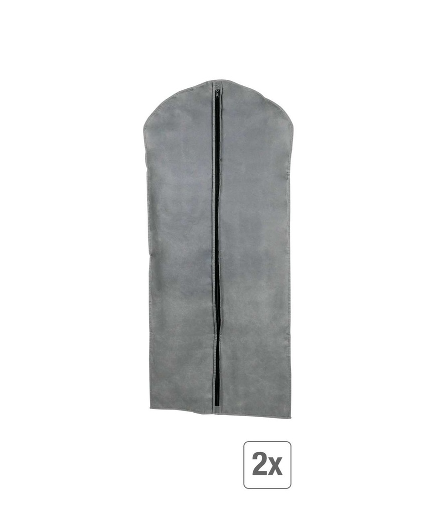 [16922] 2er Set Kleidersack Kleiderschutzhüllen Grau mit Reißverschluss