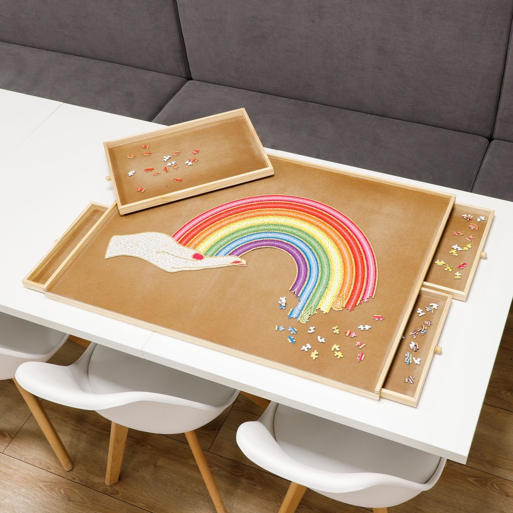 [17010] Puzzlebrett aus Holz mit 4 Schubladen 1000 Teile