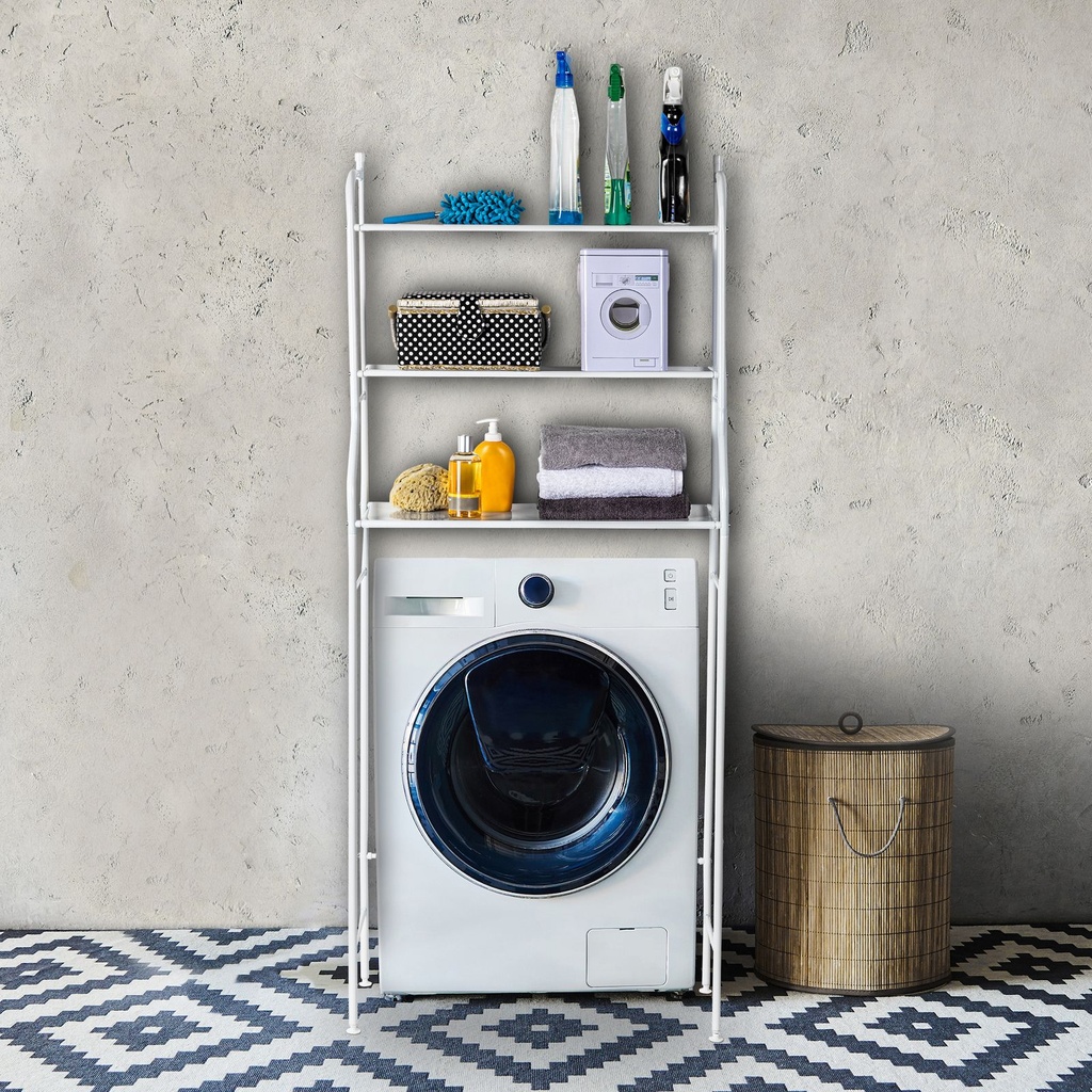 [17099] Waschmaschinenregal 3 Ablagen Metall 68 x 25 x 155 cm
