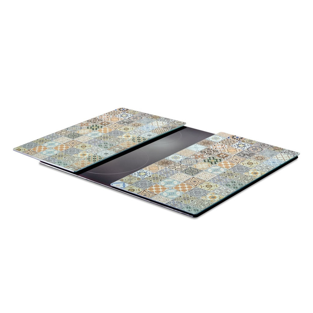 Zeller 2-tlg. Herdabdeckplatten Glasschneideplatte in Mosaik Optik