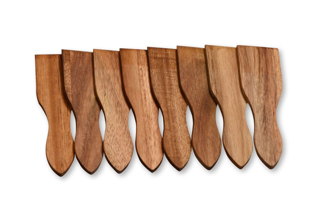 [17251] 8er Set Racletteschieber Schaber für Raclette 13 x 3,5 cm aus Akazie