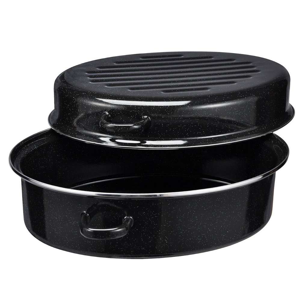 [17256] Gänsebräter Emaille-Bräter mit Deckel Maße: ca. 40 x 26,5 x 17cm Stahl